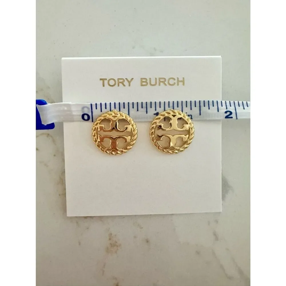TORY BURCH LOGO ROPE STUD EARRINGS